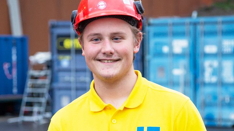 Oscar Eriksson, Sh bygg, sten och anläggning AB tävlar i Yrkes-VM. Foto: Rebecka Ell, Sh bygg, sten och anläggning AB