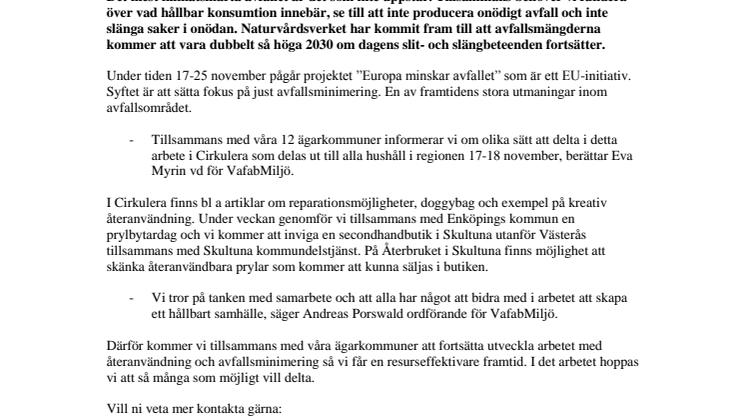 Tillsammans kan vi minska avfallet