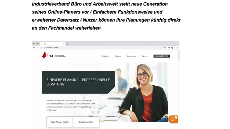 IBA OfficePlaner – neues Online-Planungstool mit direktem Kontakt zum Fachhändler