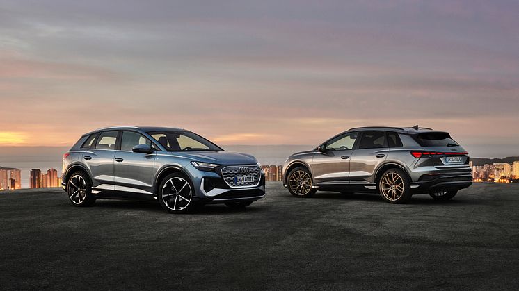 Audi Q4 e-tron (Gejserblå og Tyfongrå)