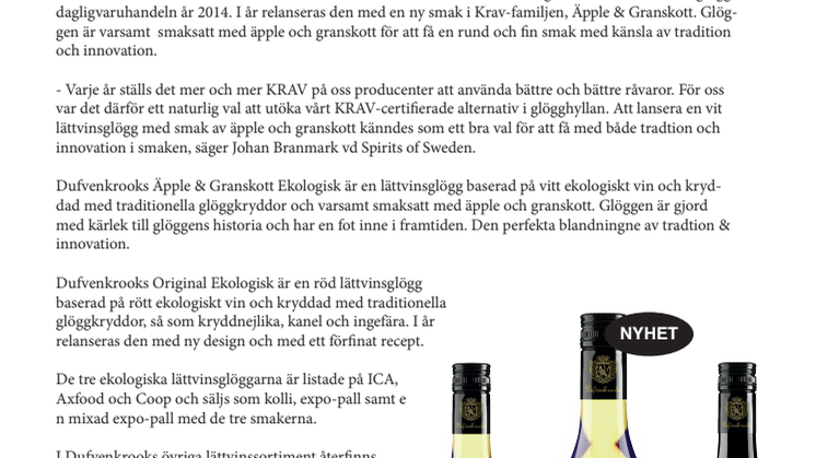 Dufvenkrooks utökar sin KRAV-familj med en ny glögg!