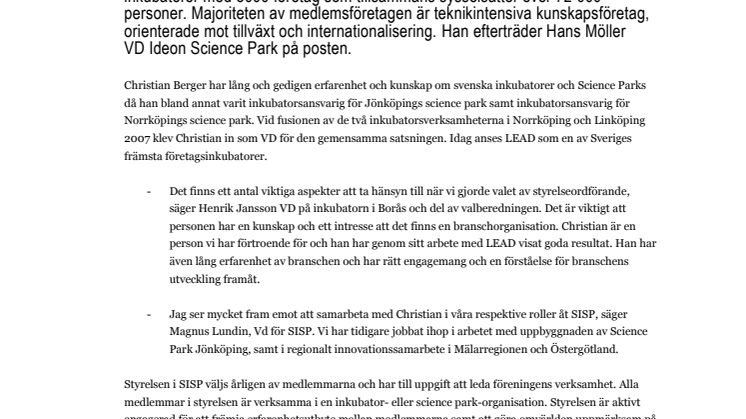 LEADs VD får viktigt branschuppdrag