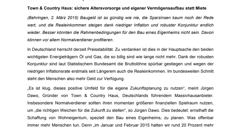 Eigenheim: Vor allem Normalverdiener profitieren