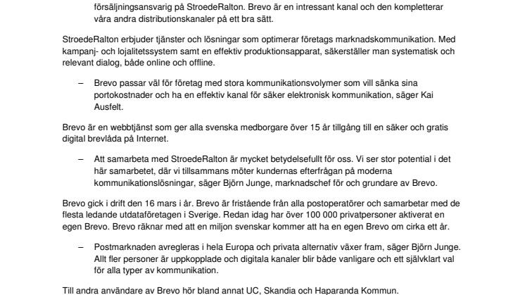 StroedeRalton ny samarbetspartner till Brevo