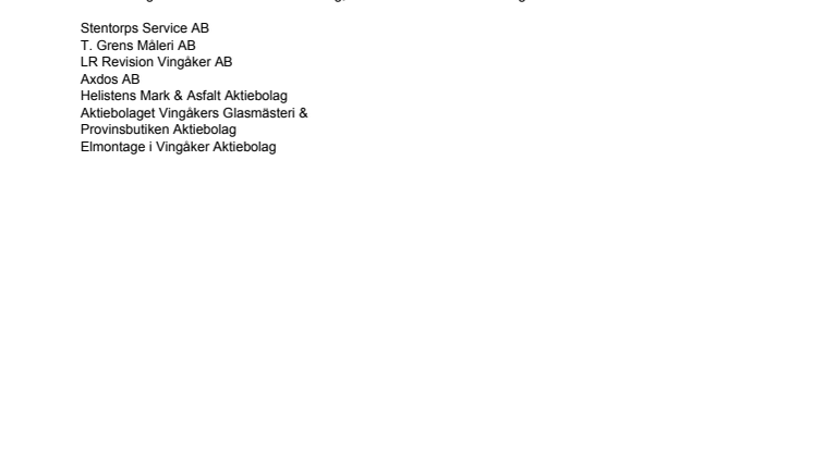 Företagen bakom Bästa Tillväxt 2010 i Vingåker kommun.