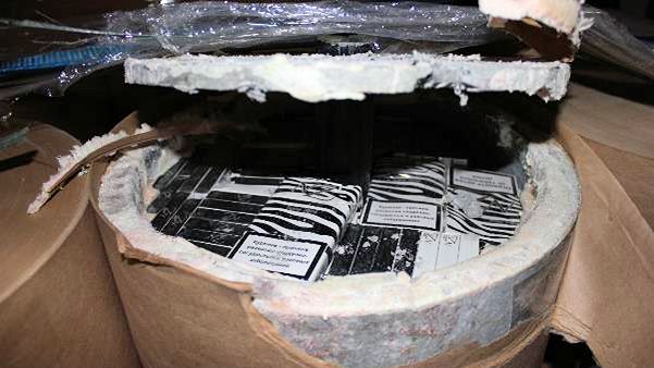 Cigarettes smuggled inside asbestos and concrete 'paper tubes' (SE 19.17)