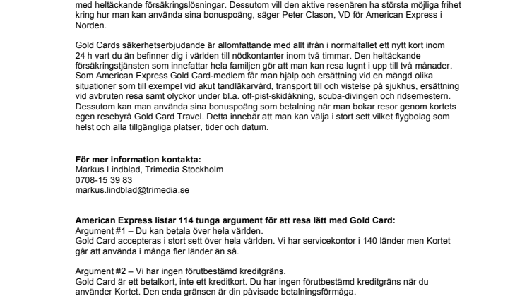 American Express presenterar 114 tunga argument för att resa lätt