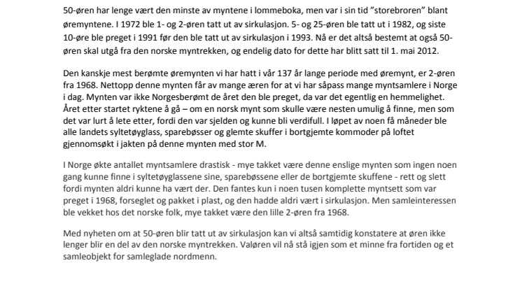 Slutt for øre som myntenhet