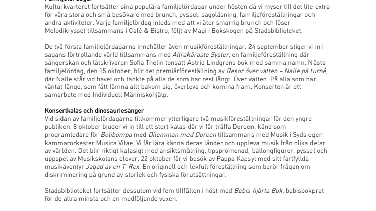 Barnvänlig höst på Kulturkvarteret 
