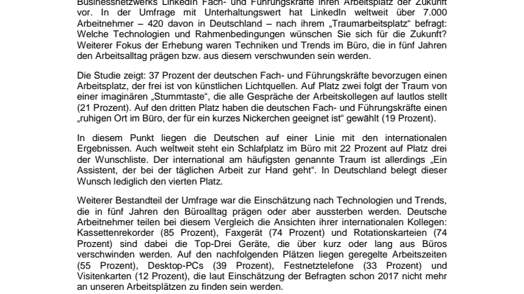 Wunsch-Arbeitsplatz der Zukunft: Ein Schlafplatz im Büro und eine Stummtaste für die Kollegen