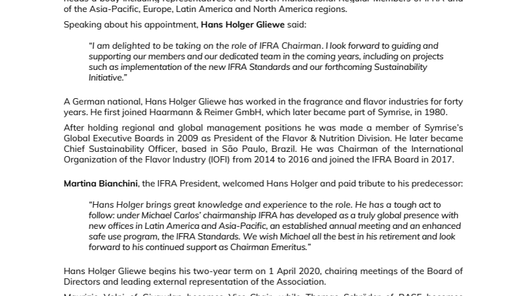Press release: New IFRA Chair and Board of Directors take office