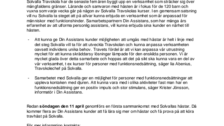 Solvalla och Din Assistans öppnar dörrarna för människor med funktionsnedsättning