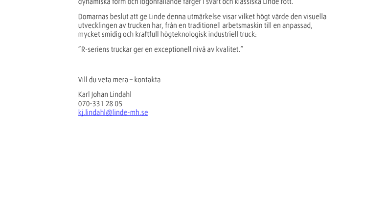 Designpris till Linde