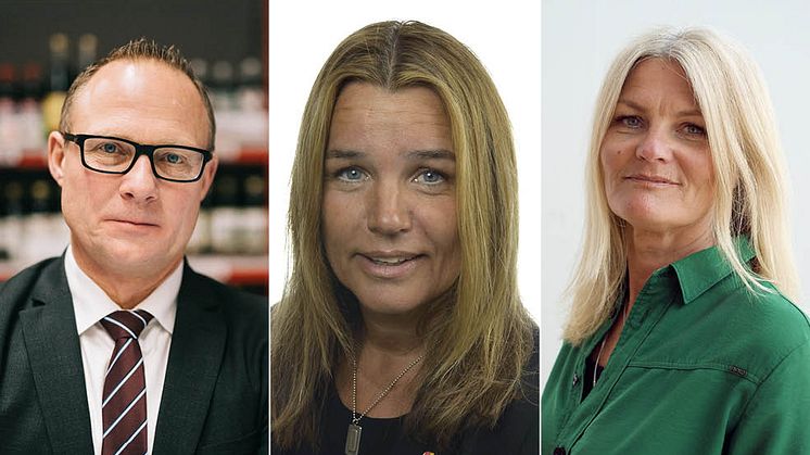 Björn Hellman, vd Livsmedelsföretagen, Anna-Caren Sätherberg, landsbygdsminister (Foto: Riksdagen), Eva Guovelin, förbundsordförande Livs (Foto: Livs)