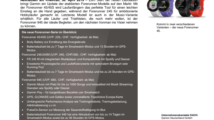Auf die Plätze, fertig, los! Die neue Forerunner-Serie