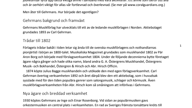 GEHRMANS MUSIKFÖRLAG FIRAR 125 ÅR