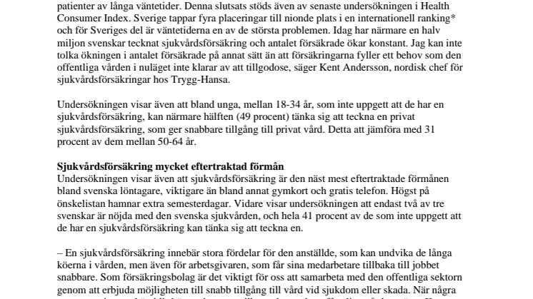 Varannan ung kan tänka sig att teckna sjukvårdsförsäkring