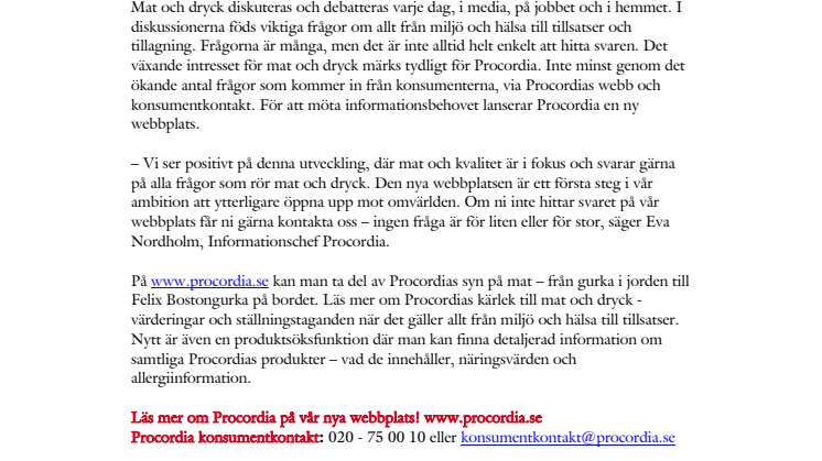 Procordia öppnar upp och lanserar ny webbplats