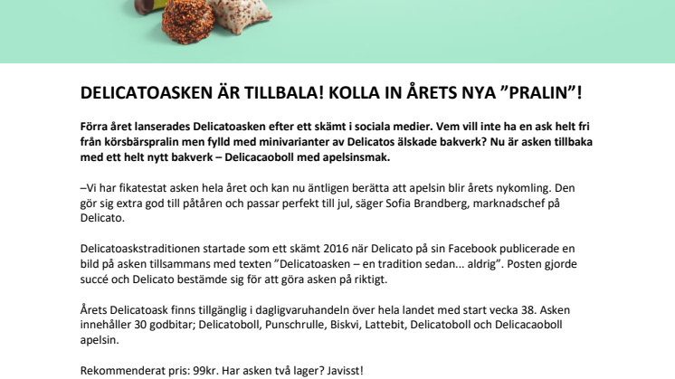 DELICATOASKEN ÄR TILLBAKA! KOLLA IN ÅRETS NYA "PRALIN"!