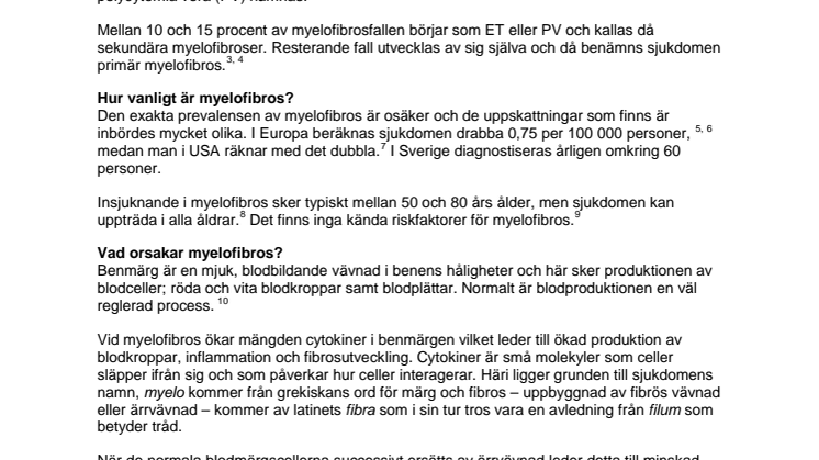 Myelofibros – faktaunderlag till medicinjournalister