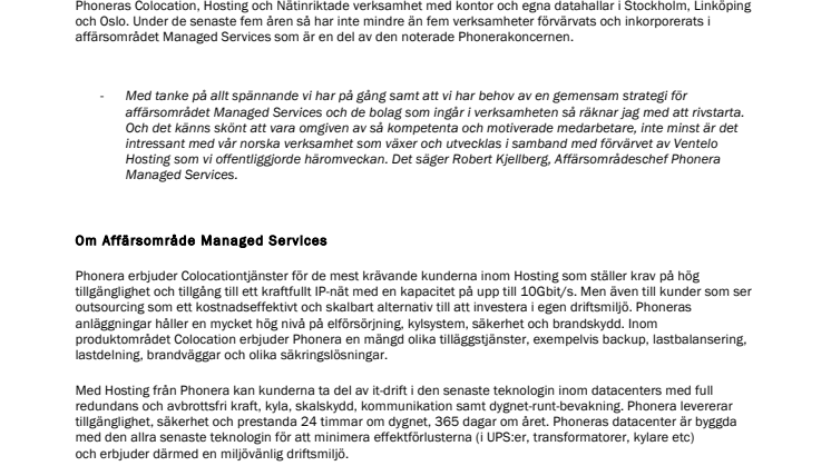 Gemensam strategi överst på agendan för Phoneras nya Affärsområdeschef