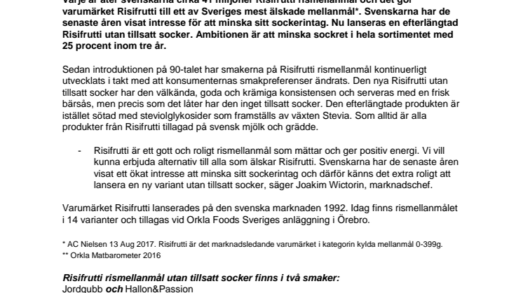 Efterlängtad av många - Risifrutti® utan tillsatt socker