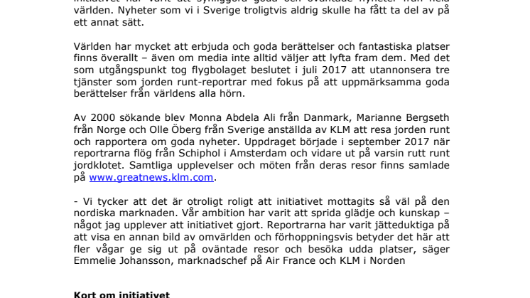 Tre varv runt jordklotet med goda nyheter  