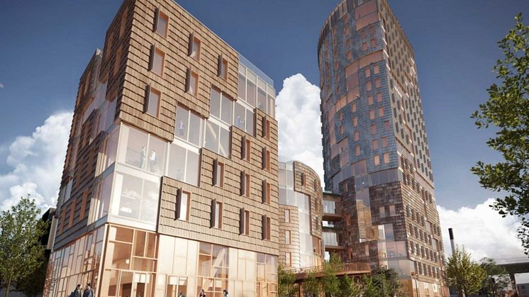  TRÆ, en cirkulär kolbank, byggnadsdesignen är baserad på storskalig implementering av återanvända resurser och materialinnovationer. Anders Bang Kiertzner, Lendager, kommer visa några av kontorets projekt under Renoveringsdagarna.