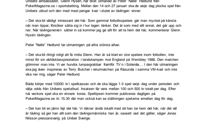 Glenn Hysén utmanas av spelproffs