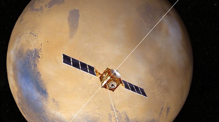 Mars Express med IRF-instrumentet ASPERA-3 befinner sig i omlopp kring Mars sedan 18 år tillbaka. Under februari välkomnas fler rymdsonder till Mars. Foto: ESA