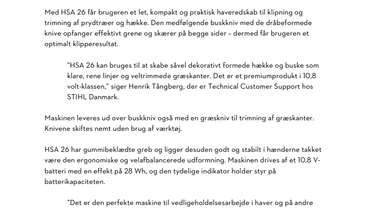 Perfekt formede hække, buske og græskanter med busktrimmeren HSA 26 fra STIHL