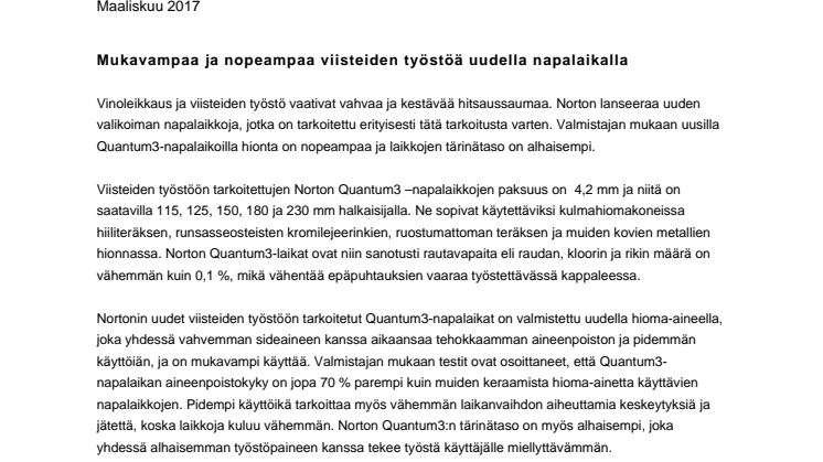 Mukavampaa ja nopeampaa viisteiden työstöä uudella napalaikalla