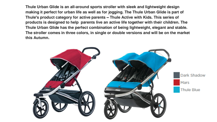 Thule expands its Active with Kids category with the stroller for urban life and fitness – Thule Urban Glide