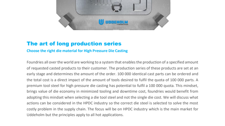 The art of long production series