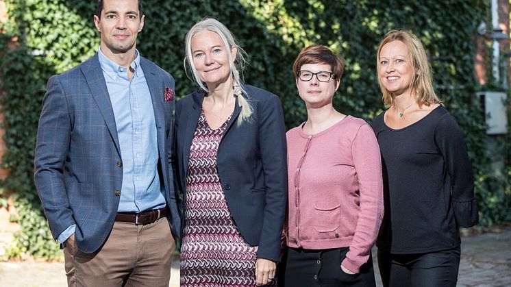 Ledningsgruppen Rosengård Fastighets AB, fastighetschef Benny Bendzovksi, vd Petra Sörling, marknads- och kommunikationschef Jenny Tebäck och CFO Agneta Larsson.