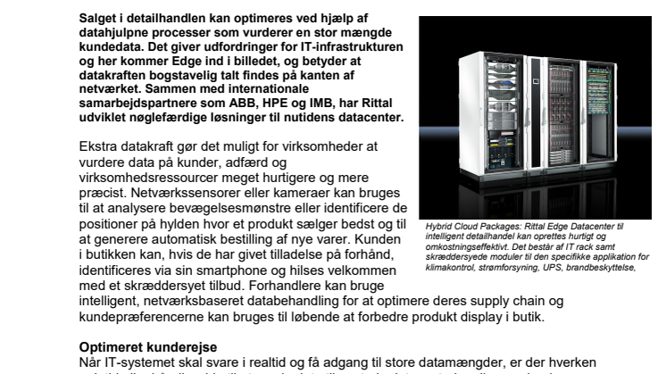 Edge Data Center giver hurtigt og fleksibelt decentraliserede IT-ressourcer til intelligent detailhandel