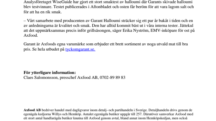 Garant bäst i två smaktester