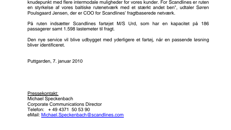 Scandlines styrker sit netværk i Østersøen
