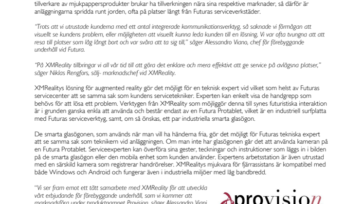 Futura förbättrar förebyggande service  med augmented reality från XMReality
