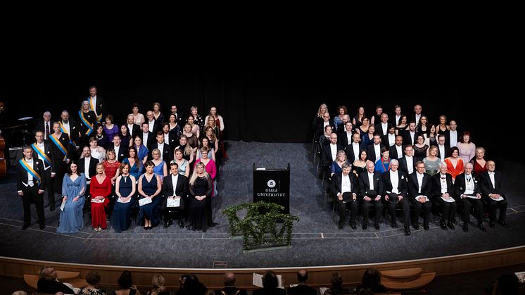 Bild från ceremonin under Vårpromotionen vid Umeå universitet 2023. Foto: Mattas Pettersson
