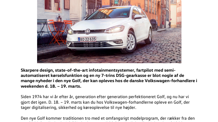 Danmarkspremiere: ny Golf fra 209.994 kr.