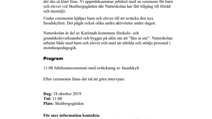 Pressinbjudan: Naturskolan firar 30 år 