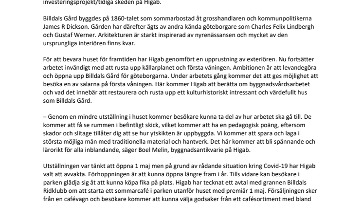 Billdals Gård rustas upp