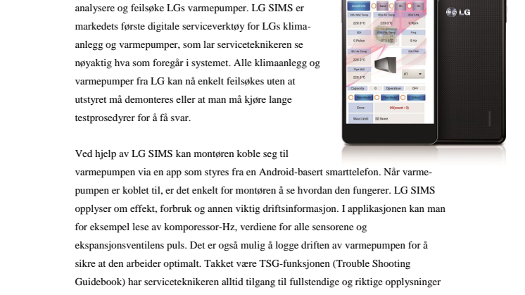 LG ELECTRONICS LANSERER TRÅDLØST SERVICEVERKTØY  TIL KLIMAANLEGG OG VARMEPUMPER