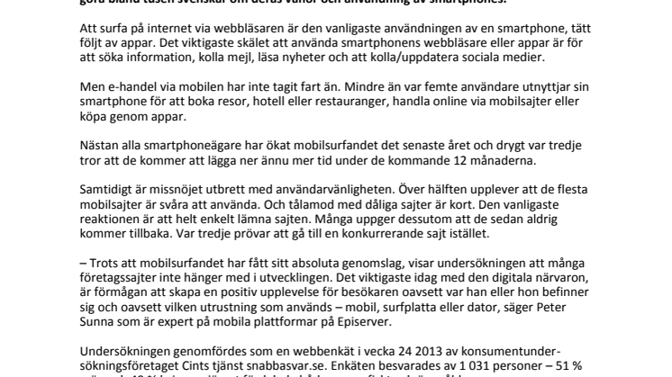 Mobil e-handel ännu begränsad – dåliga sajter irriterar användarna