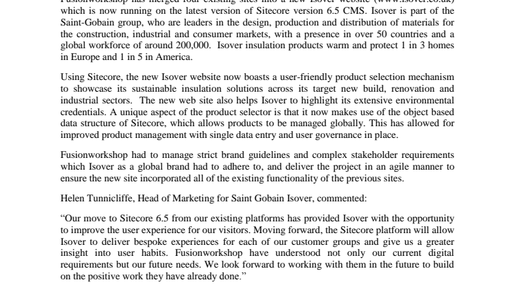 Isover uses Sitecore to improve on-line customer experience
