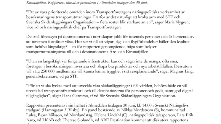 Ta liften till fjällvärlden – besöksnäringens transportutmaningar i norr