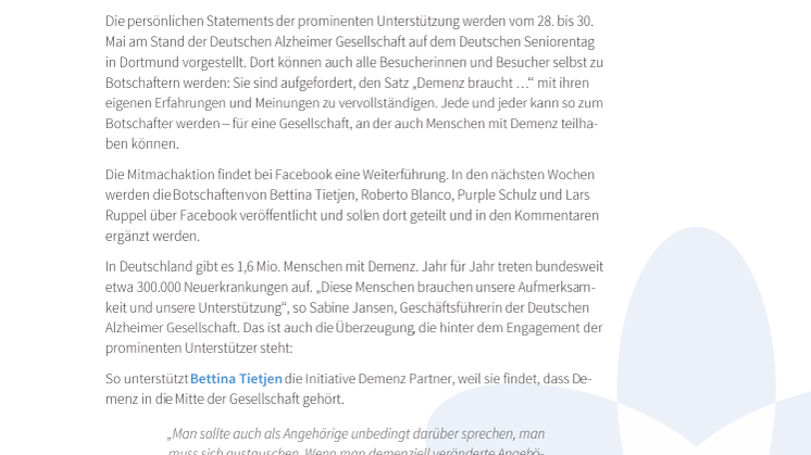 Demenz braucht starke Partner
