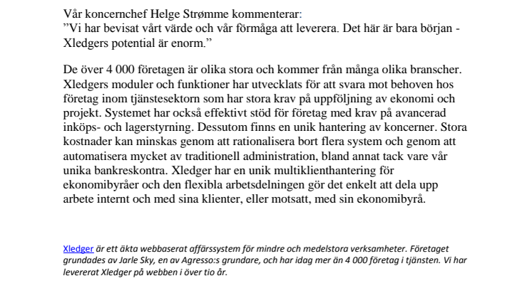 4 000 företag nyttjar Xledger