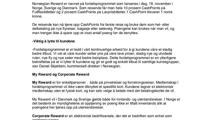 Norwegian lanserer nytt fordelsprogram for alle